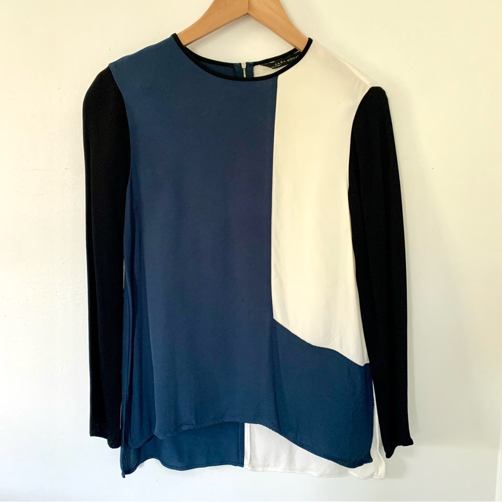 Zara Colorblock Long Sleeve Top